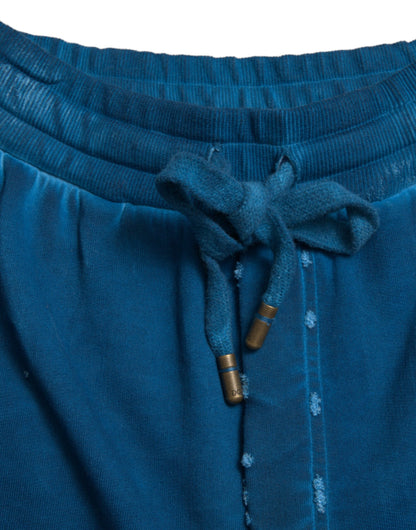 Blue Logo Cotton Jogger Sweatpants Pants