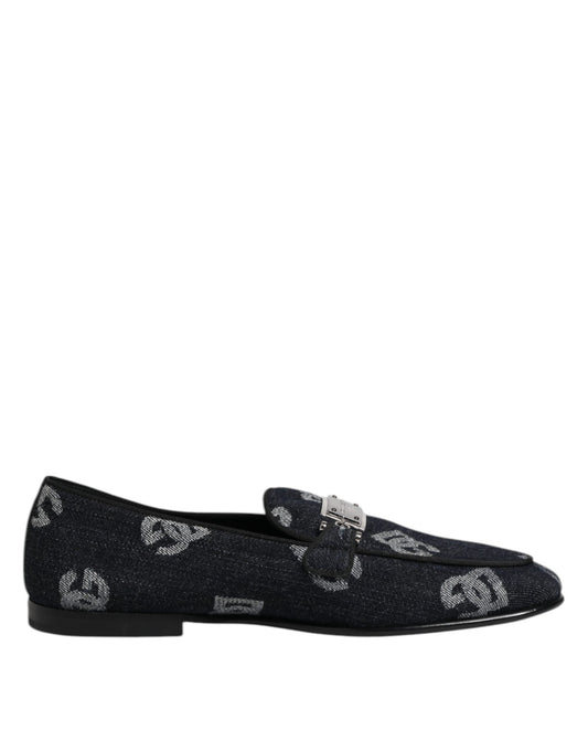 Blue Logo Cotton Loafers Formal Dress Shoes-Dolce & Gabbana-LabelTerrace.com