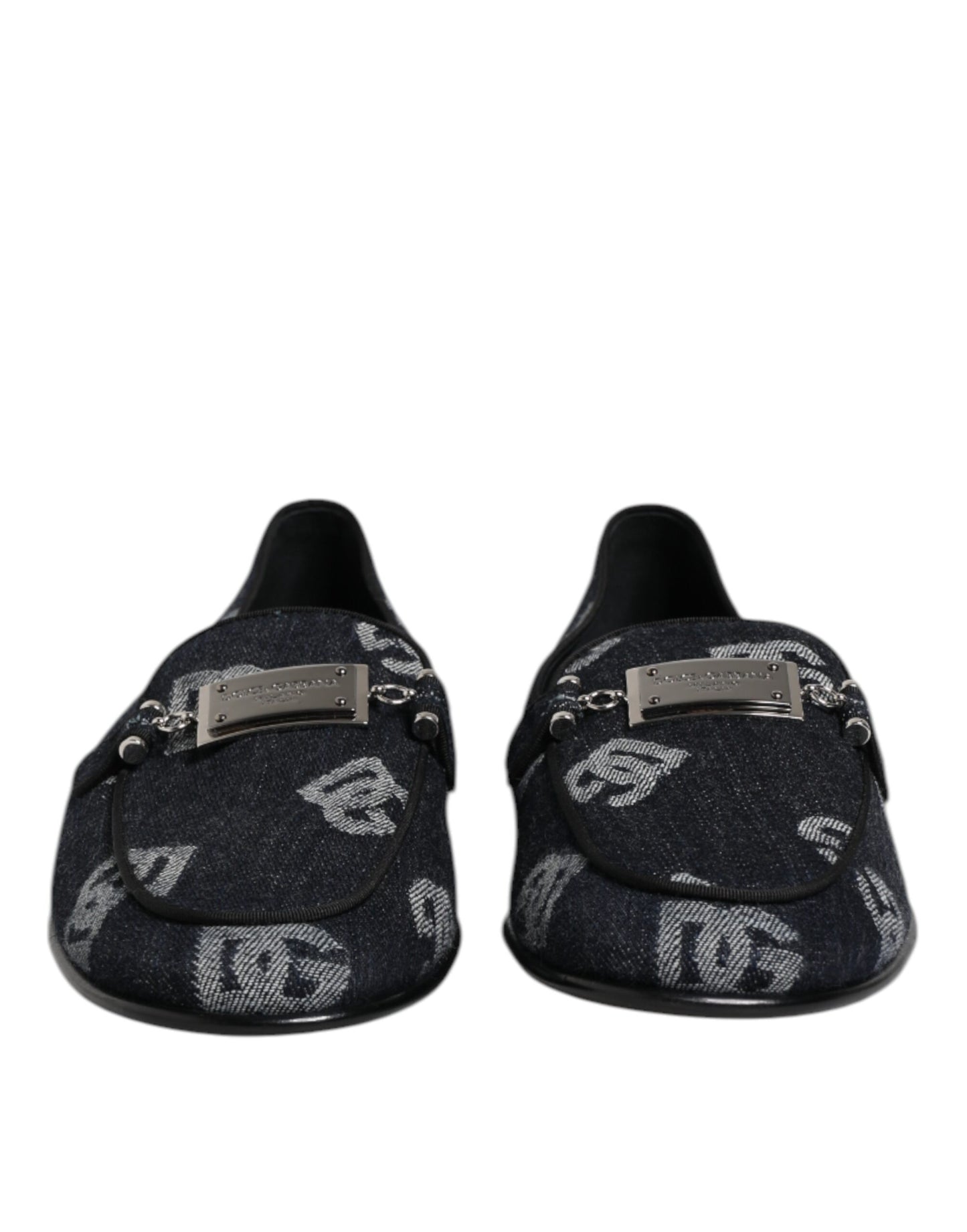 Blue Logo Cotton Loafers Formal Dress Shoes-Dolce & Gabbana-LabelTerrace.com