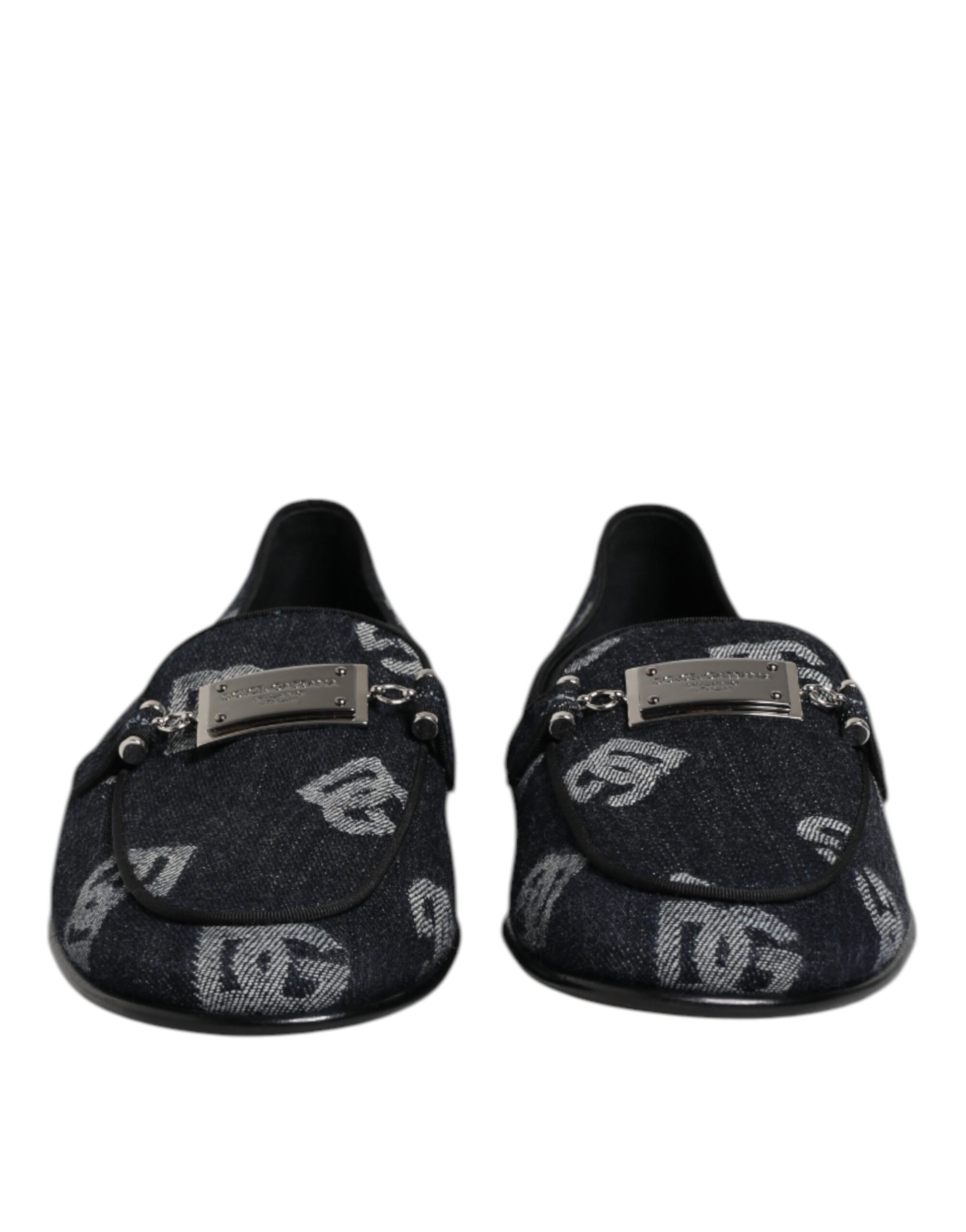 Blue Logo Cotton Loafers Formal Dress Shoes-Dolce & Gabbana-LabelTerrace.com