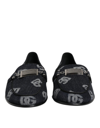 Blue Logo Cotton Loafers Formal Dress Shoes-Dolce & Gabbana-LabelTerrace.com