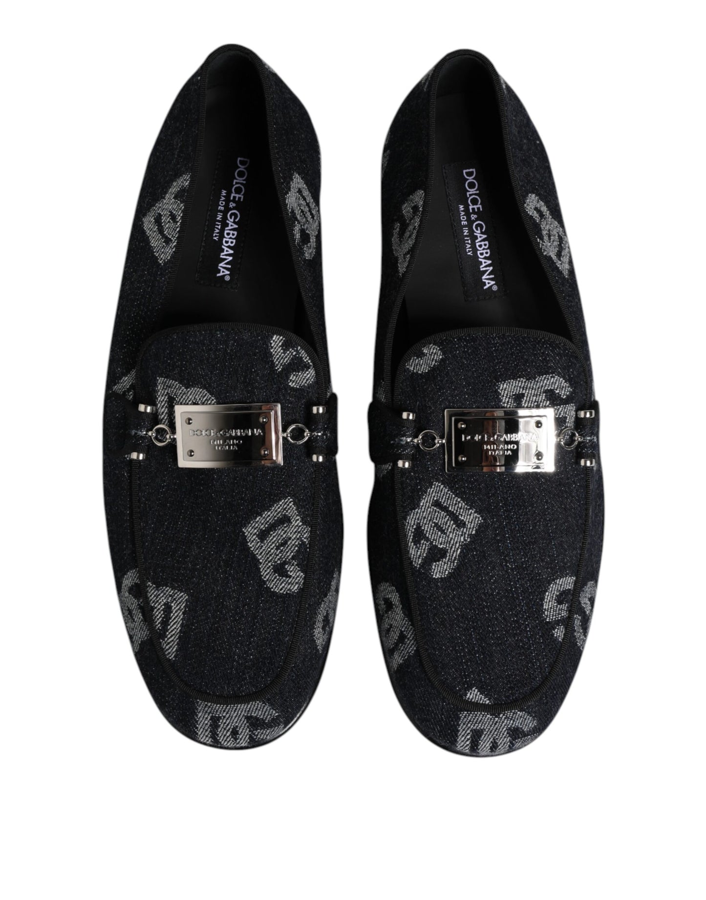 Blue Logo Cotton Loafers Formal Dress Shoes-Dolce & Gabbana-LabelTerrace.com
