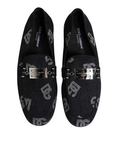 Blue Logo Cotton Loafers Formal Dress Shoes-Dolce & Gabbana-LabelTerrace.com