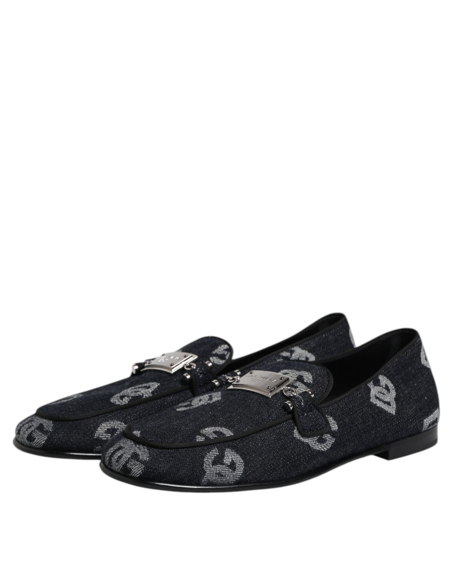 Blue Logo Cotton Loafers Formal Dress Shoes-Dolce & Gabbana-LabelTerrace.com