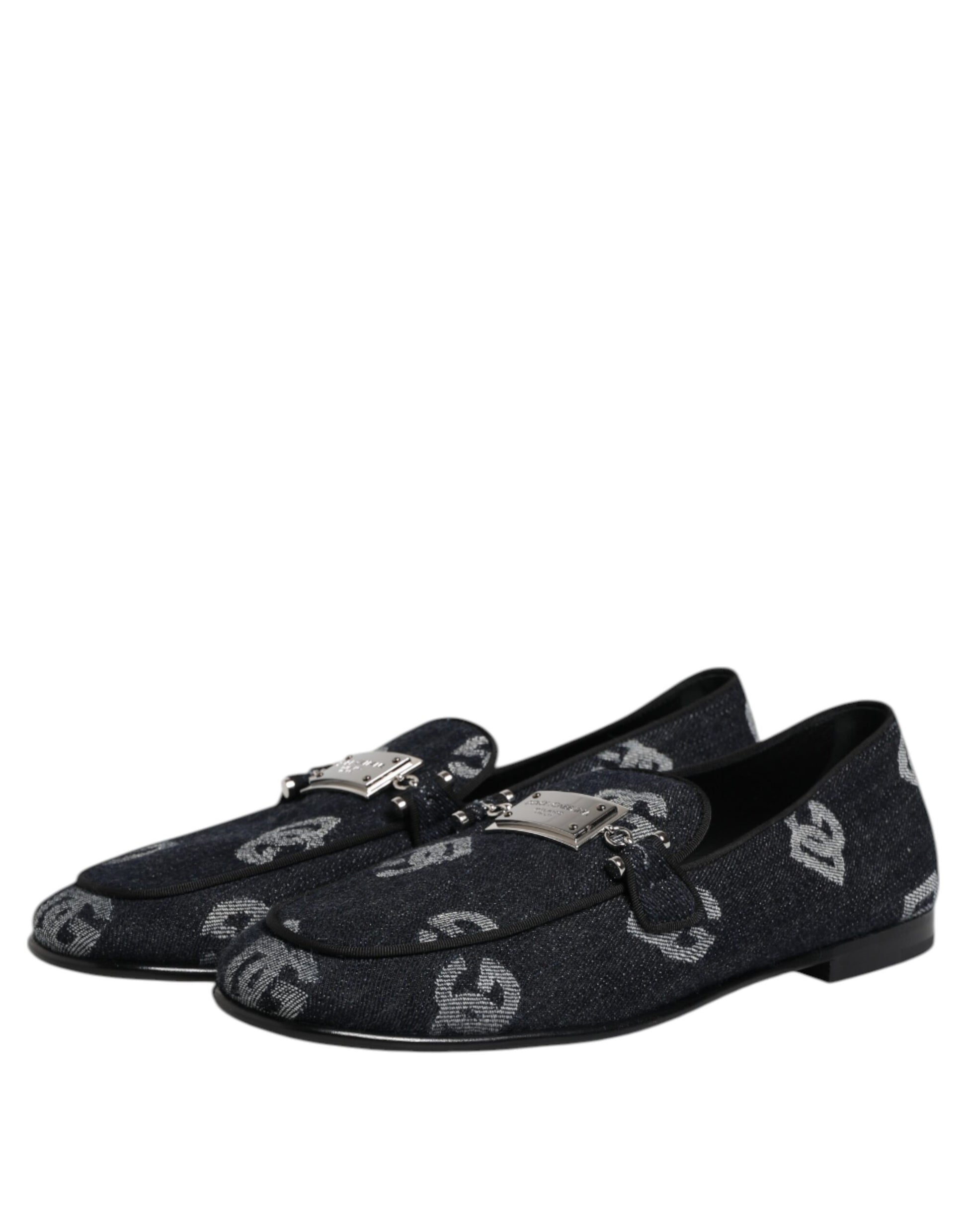 Blue Logo Cotton Loafers Formal Dress Shoes-Dolce & Gabbana-LabelTerrace.com