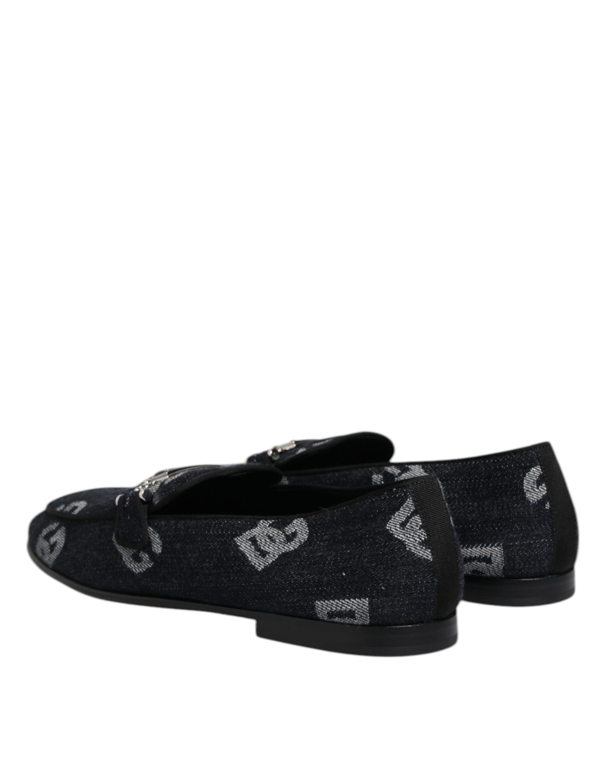 Blue Logo Cotton Loafers Formal Dress Shoes-Dolce & Gabbana-LabelTerrace.com