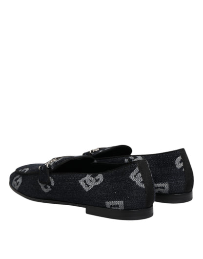 Blue Logo Cotton Loafers Formal Dress Shoes-Dolce & Gabbana-LabelTerrace.com