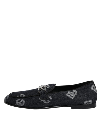 Blue Logo Cotton Loafers Formal Dress Shoes-Dolce & Gabbana-LabelTerrace.com