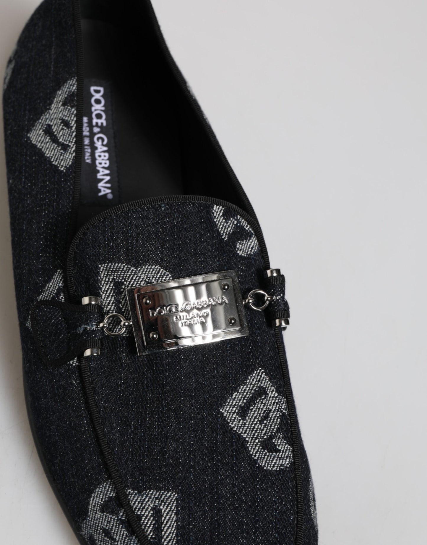 Blue Logo Cotton Loafers Formal Dress Shoes-Dolce & Gabbana-LabelTerrace.com