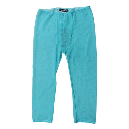 Blue Logo Lace Lingerie Cropped Tight Underwear