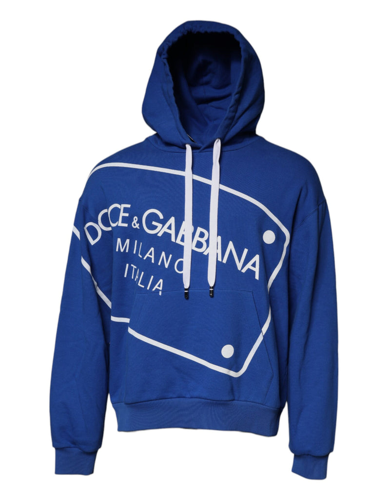 Blue Logo Print Hooded Sweatshirt Sweater-Dolce & Gabbana-LabelTerrace.com