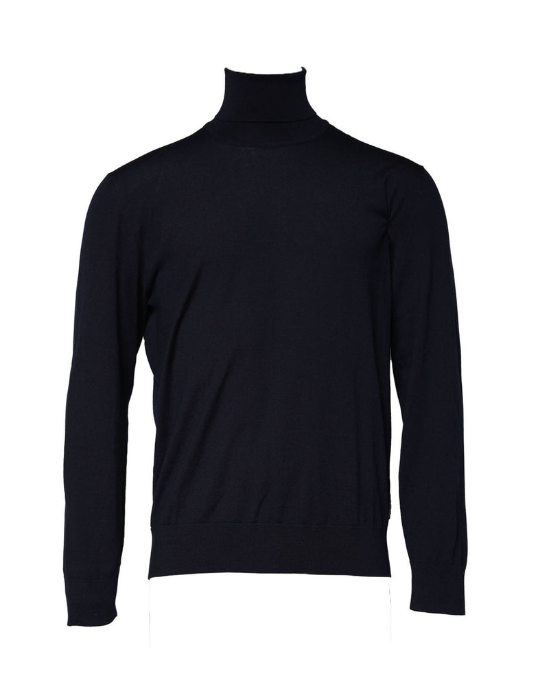 Blue Long Sleeve Turtleneck Pullover Sweater-Dolce & Gabbana-LabelTerrace.com