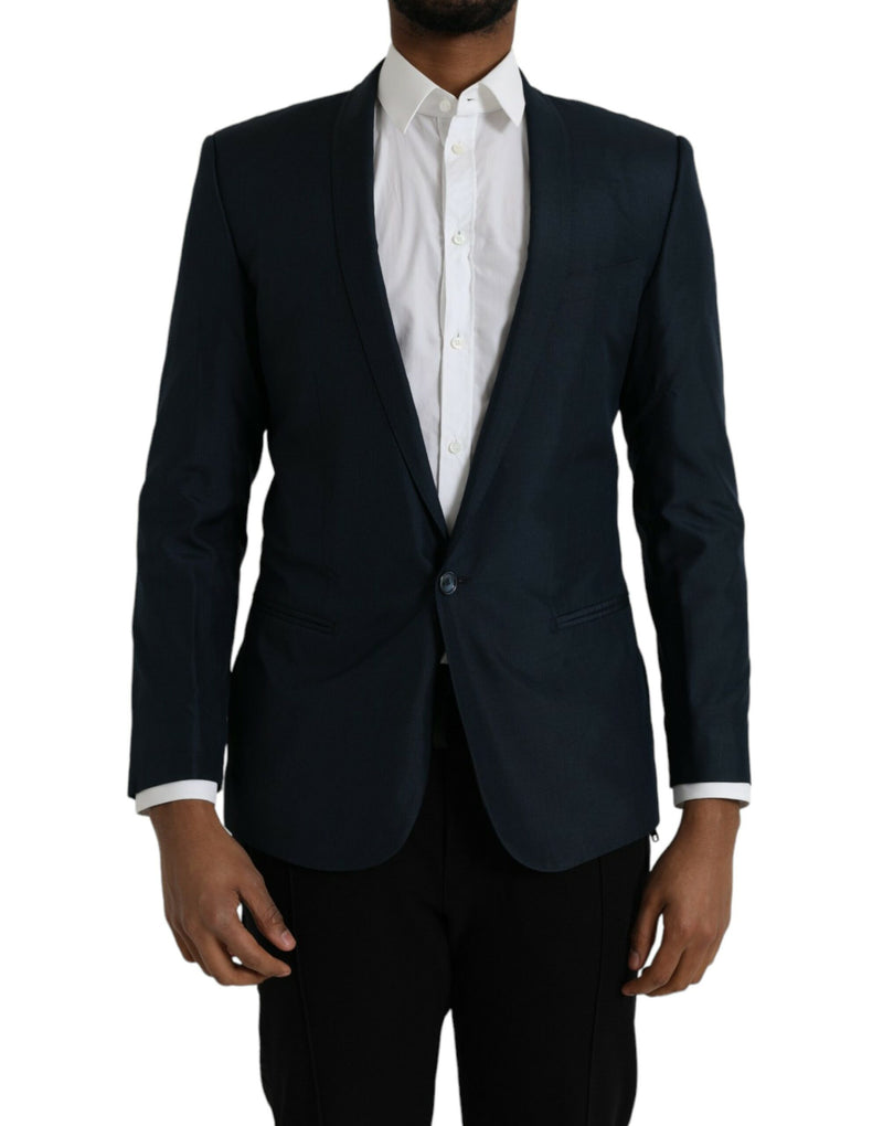 Blue MARTINI Shawl Single Breasted Blazer-Dolce & Gabbana-LabelTerrace.com