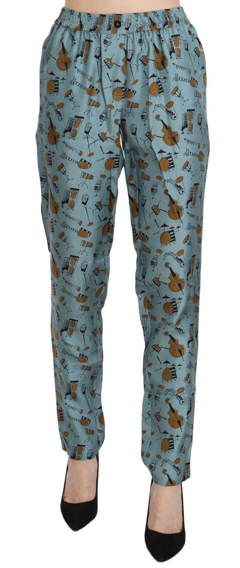 Blue Musical Instruments Print Tapered Pants-Dolce & Gabbana-LabelTerrace.com