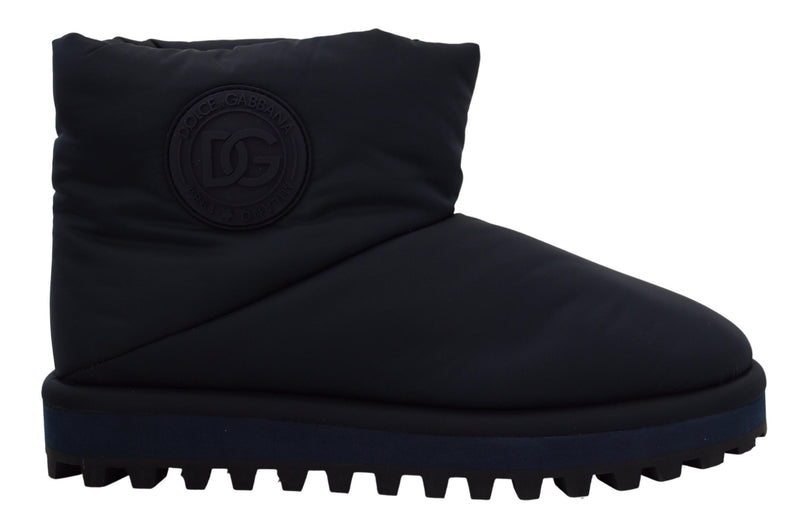 Blue Nylon Boots Padded Mid Calf Shoes-Dolce & Gabbana-LabelTerrace.com
