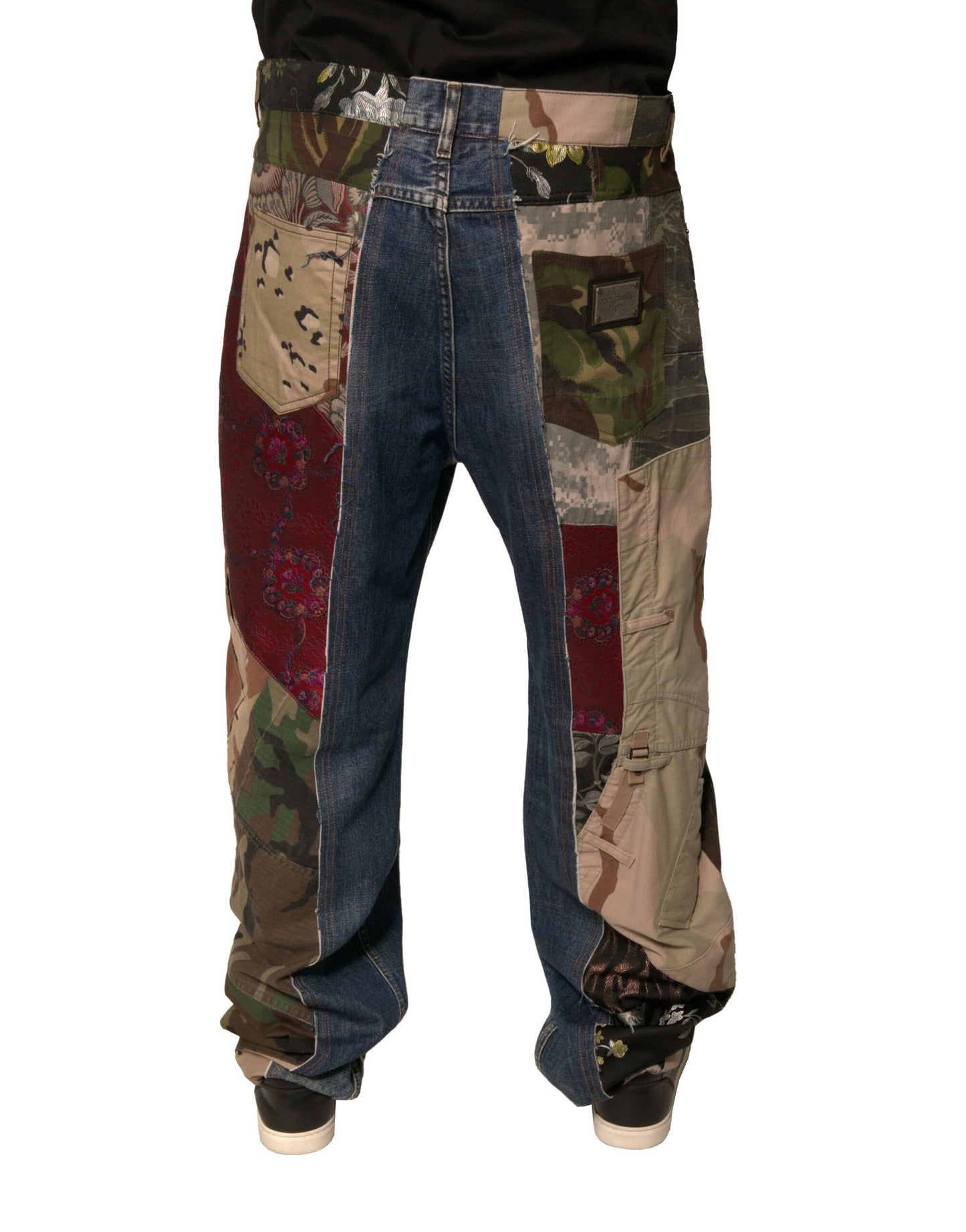 Blue Patchwork Cotton Straight Denim Jeans-Dolce & Gabbana-LabelTerrace.com