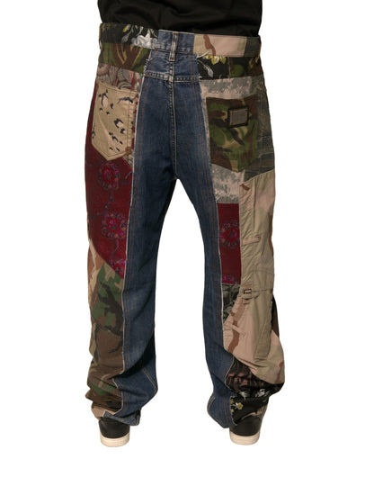 Blue Patchwork Cotton Straight Denim Jeans-Dolce & Gabbana-LabelTerrace.com