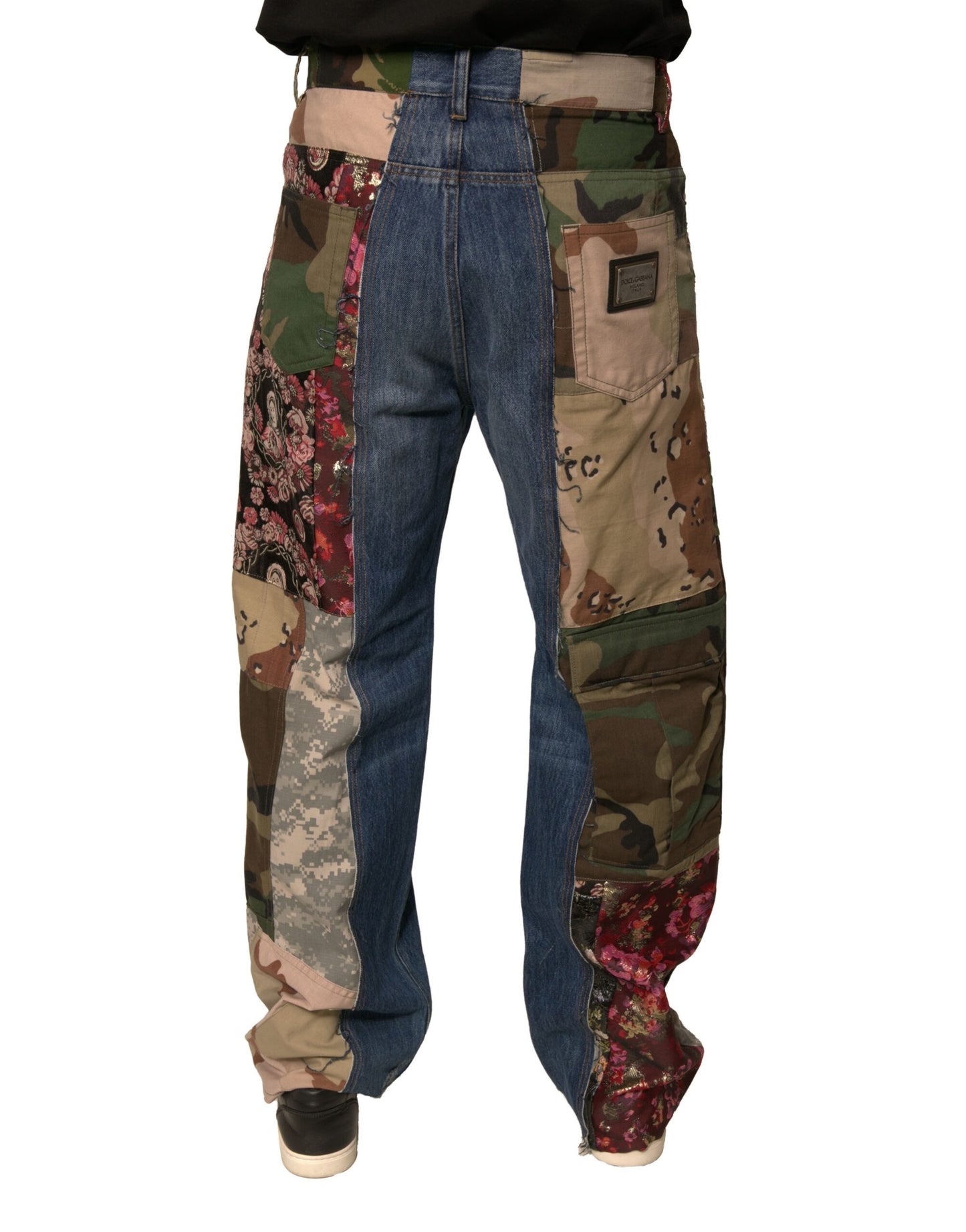 Blue Patchwork Cotton Straight Denim Jeans-Dolce & Gabbana-LabelTerrace.com