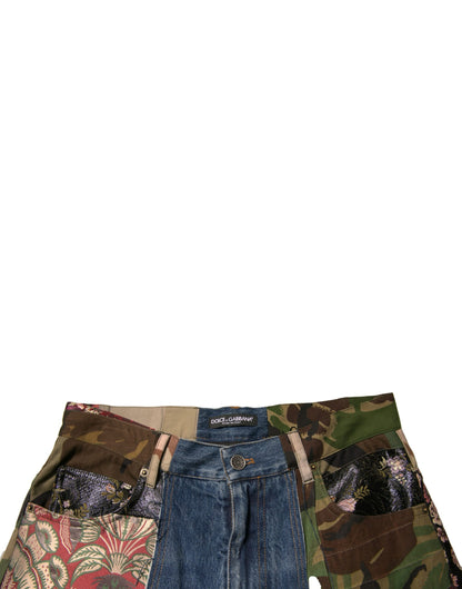 Blue Patchwork Cotton Straight Denim Jeans-Dolce & Gabbana-LabelTerrace.com