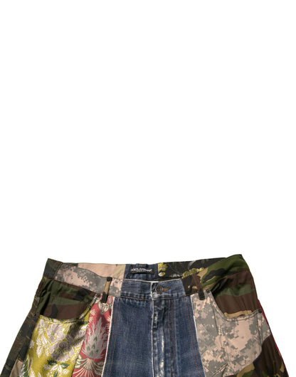 Blue Patchwork Cotton Straight Denim Jeans-Dolce & Gabbana-LabelTerrace.com