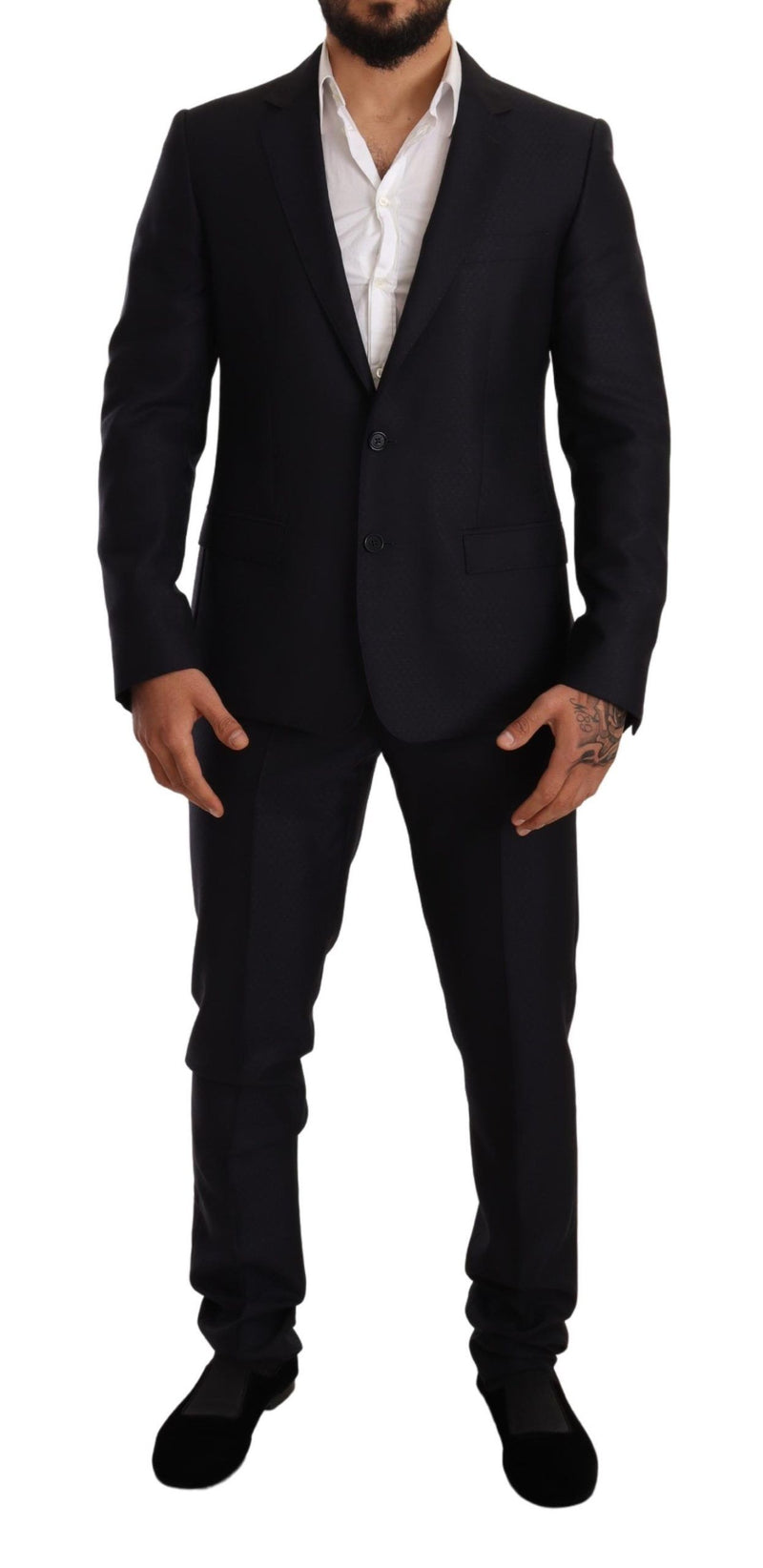 Blue Pattern MARTINI SLIM FIT 2 Piece Suit-Dolce & Gabbana-LabelTerrace.com