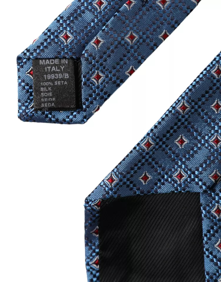Blue Patterned 100% Silk Adjustable Men Tie-Dolce & Gabbana-LabelTerrace.com