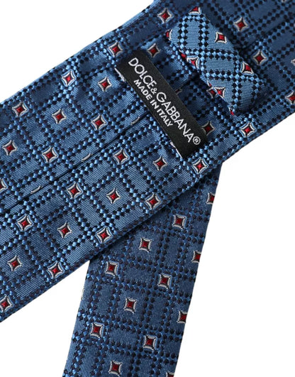 Blue Patterned 100% Silk Adjustable Men Tie-Dolce & Gabbana-LabelTerrace.com