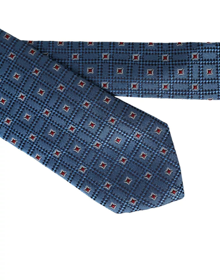 Blue Patterned 100% Silk Adjustable Men Tie-Dolce & Gabbana-LabelTerrace.com