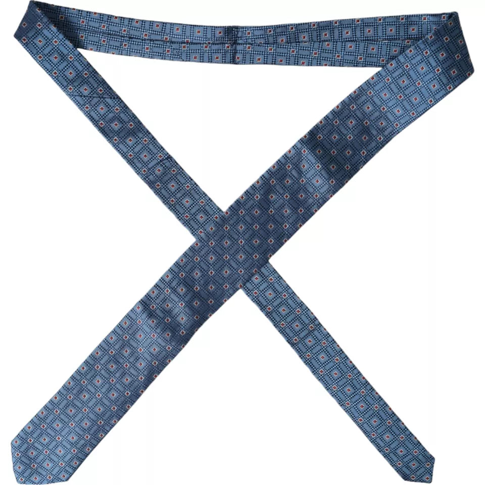 Blue Patterned 100% Silk Adjustable Men Tie-Dolce & Gabbana-LabelTerrace.com