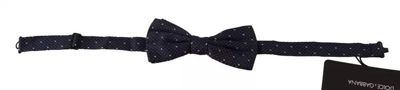 Blue Patterned Silk Adjustable Neck Bow Tie Men-Dolce & Gabbana-LabelTerrace.com