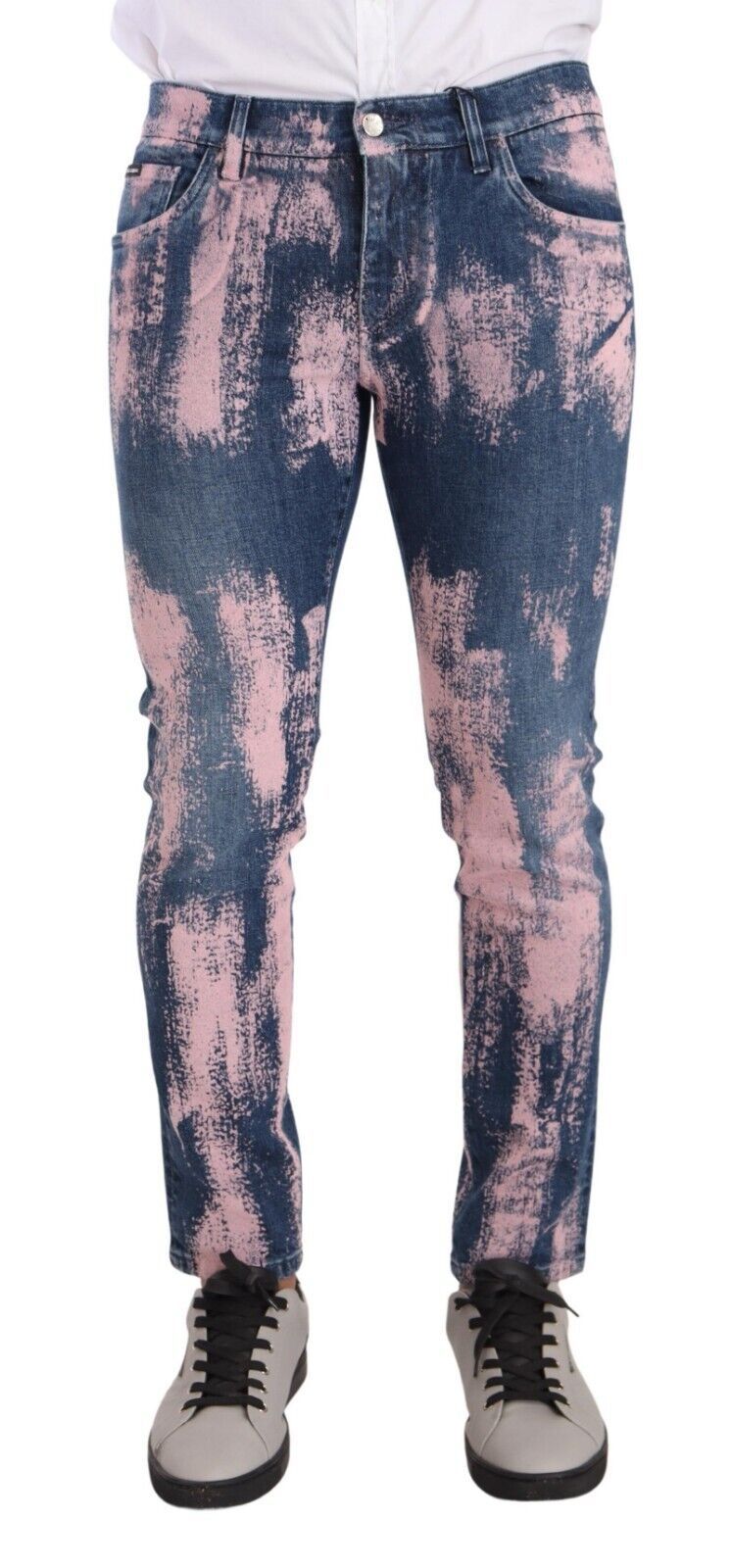 Blue Pink Tie Dye Cotton Skinny Denim Jeans-Dolce & Gabbana-LabelTerrace.com