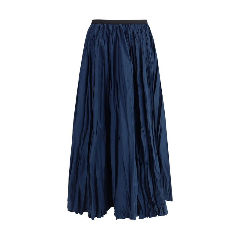 Blue Polyester Midi Skirt