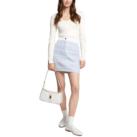 Blue Polyester Mini Skirt