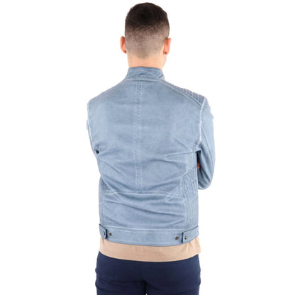 Blue Polyethylene Men Jacket-Yes Zee-LabelTerrace.com