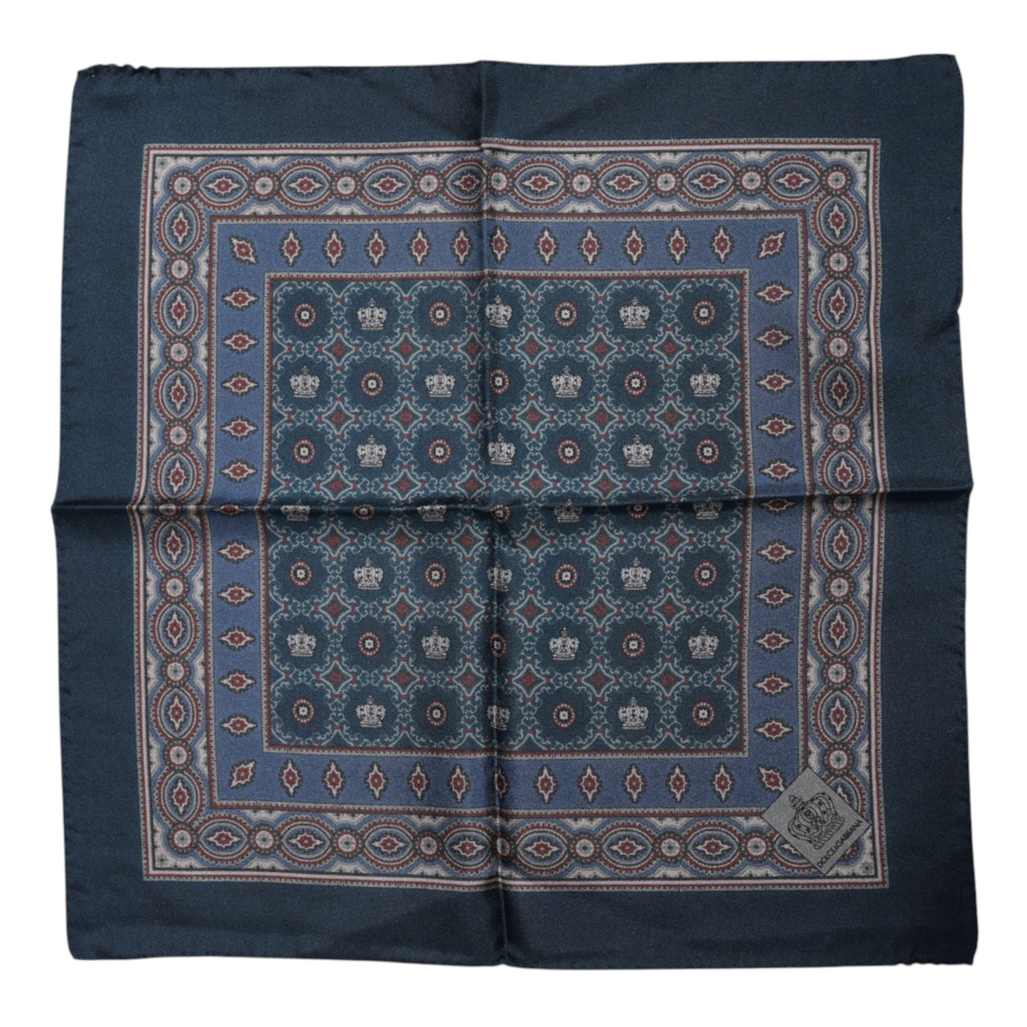 Blue Printed Silk Square Men Foulard Scarf-Dolce & Gabbana-LabelTerrace.com