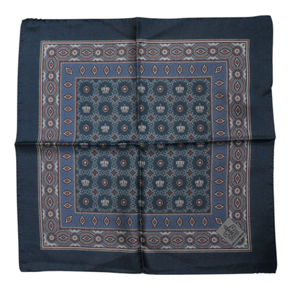 Blue Printed Silk Square Men Foulard Scarf-Dolce & Gabbana-LabelTerrace.com
