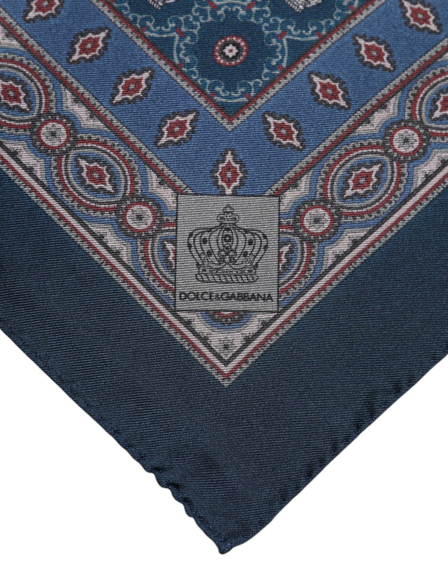 Blue Printed Silk Square Men Foulard Scarf-Dolce & Gabbana-LabelTerrace.com