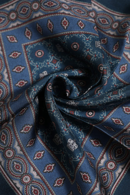 Blue Printed Silk Square Men Foulard Scarf-Dolce & Gabbana-LabelTerrace.com