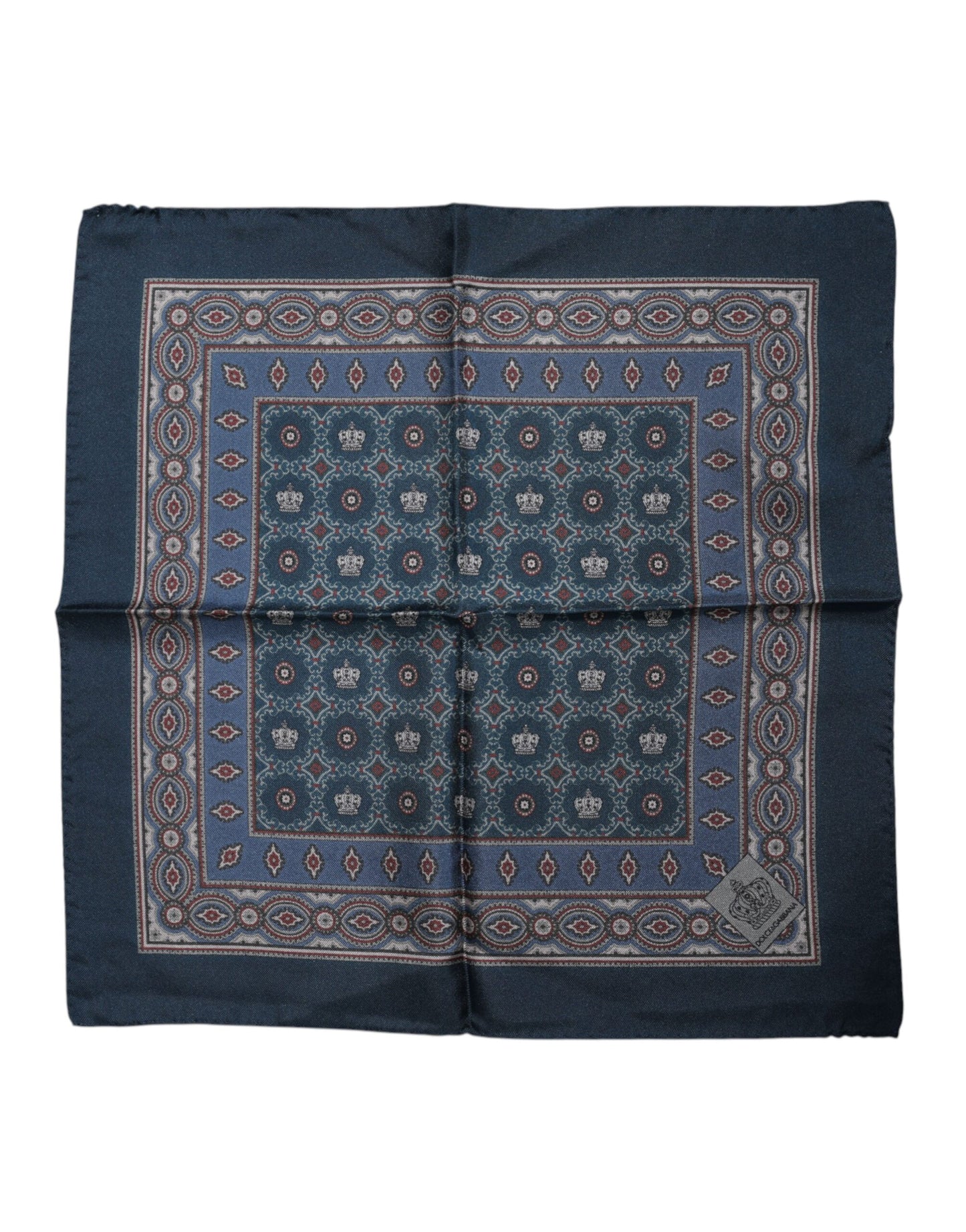 Blue Printed Silk Square Men Foulard Scarf-Dolce & Gabbana-LabelTerrace.com