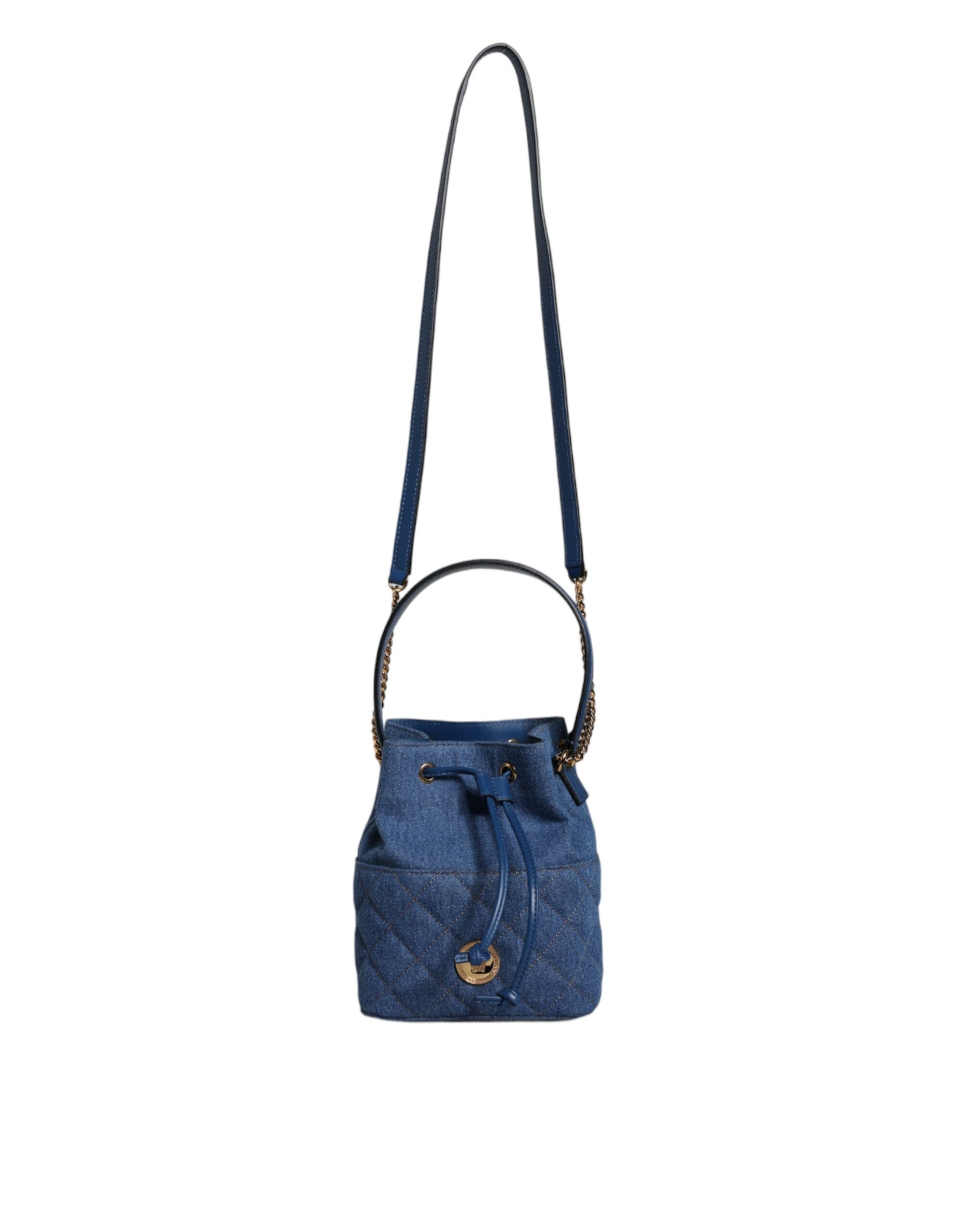 Blue Quilted Denim Leather Crossbody Shoulder Bag-Versace-LabelTerrace.com