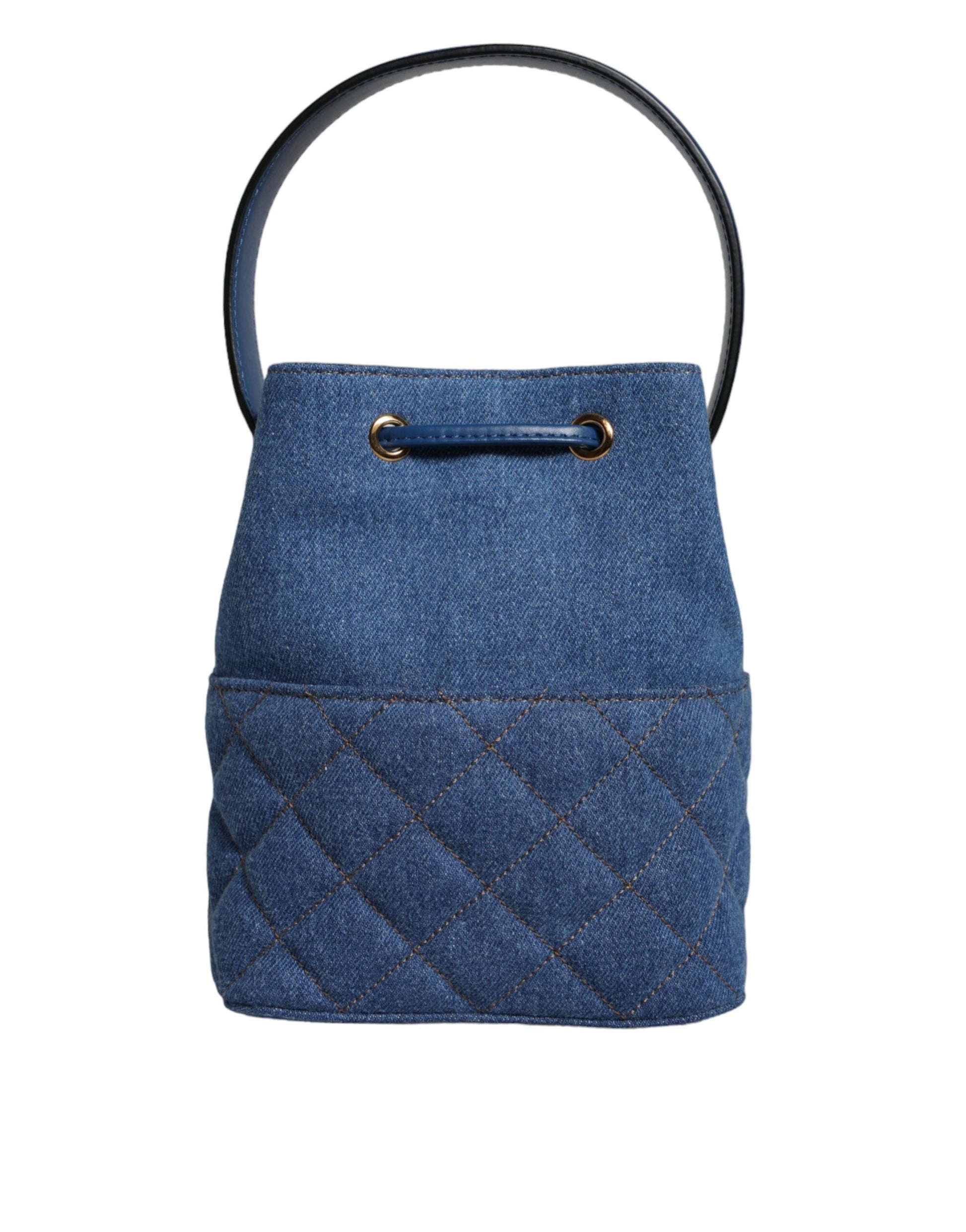 Blue Quilted Denim Leather Crossbody Shoulder Bag-Versace-LabelTerrace.com