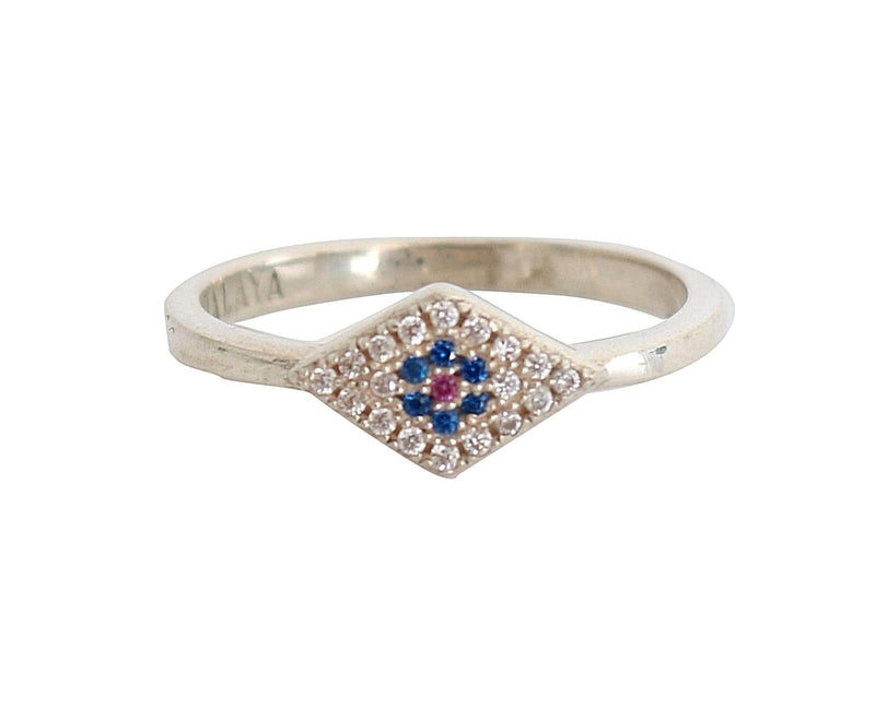 Blue Red CZ 925 Silver Womens Clear Ring-Nialaya-LabelTerrace.com
