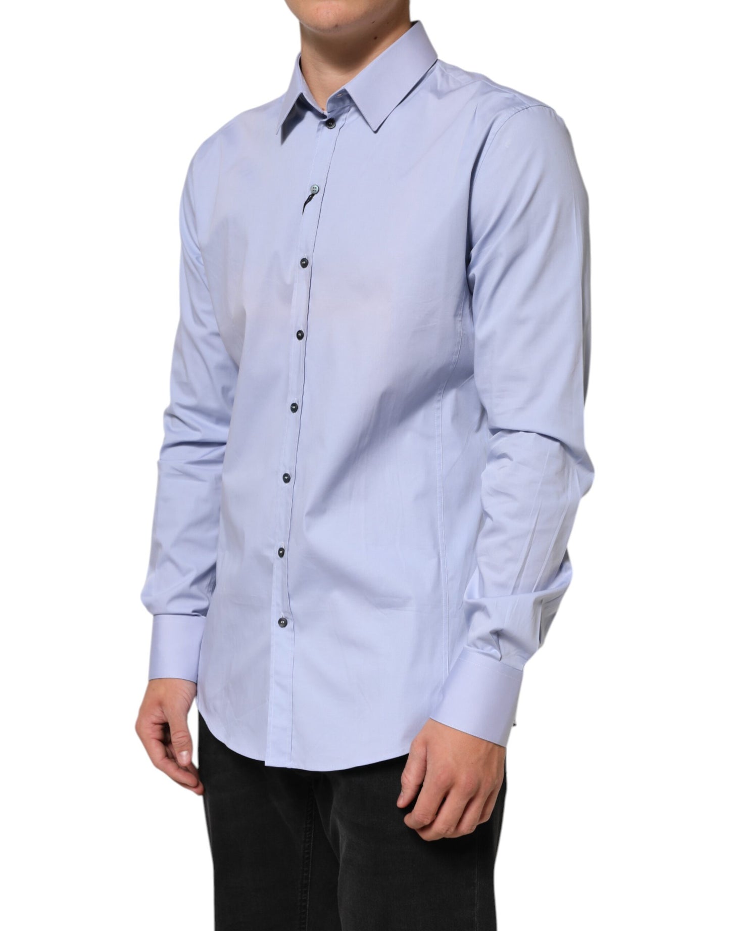 Blue SICILIA Cotton Men Dress Formal Shirt-Dolce & Gabbana-LabelTerrace.com