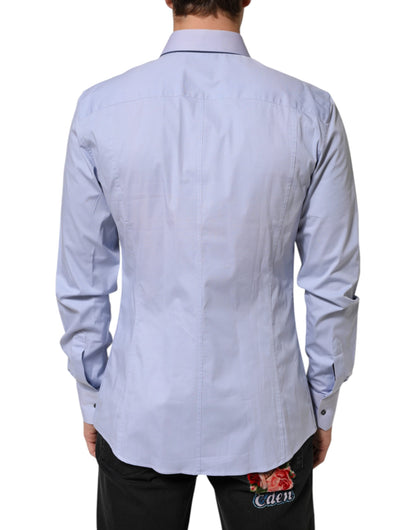 Blue SICILIA Cotton Men Dress Formal Shirt-Dolce & Gabbana-LabelTerrace.com