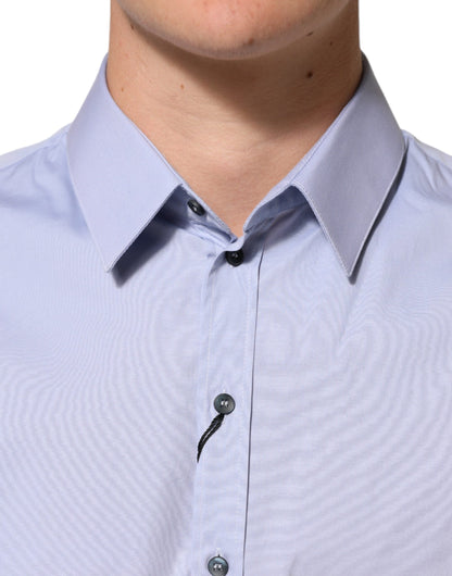 Blue SICILIA Cotton Men Dress Formal Shirt-Dolce & Gabbana-LabelTerrace.com