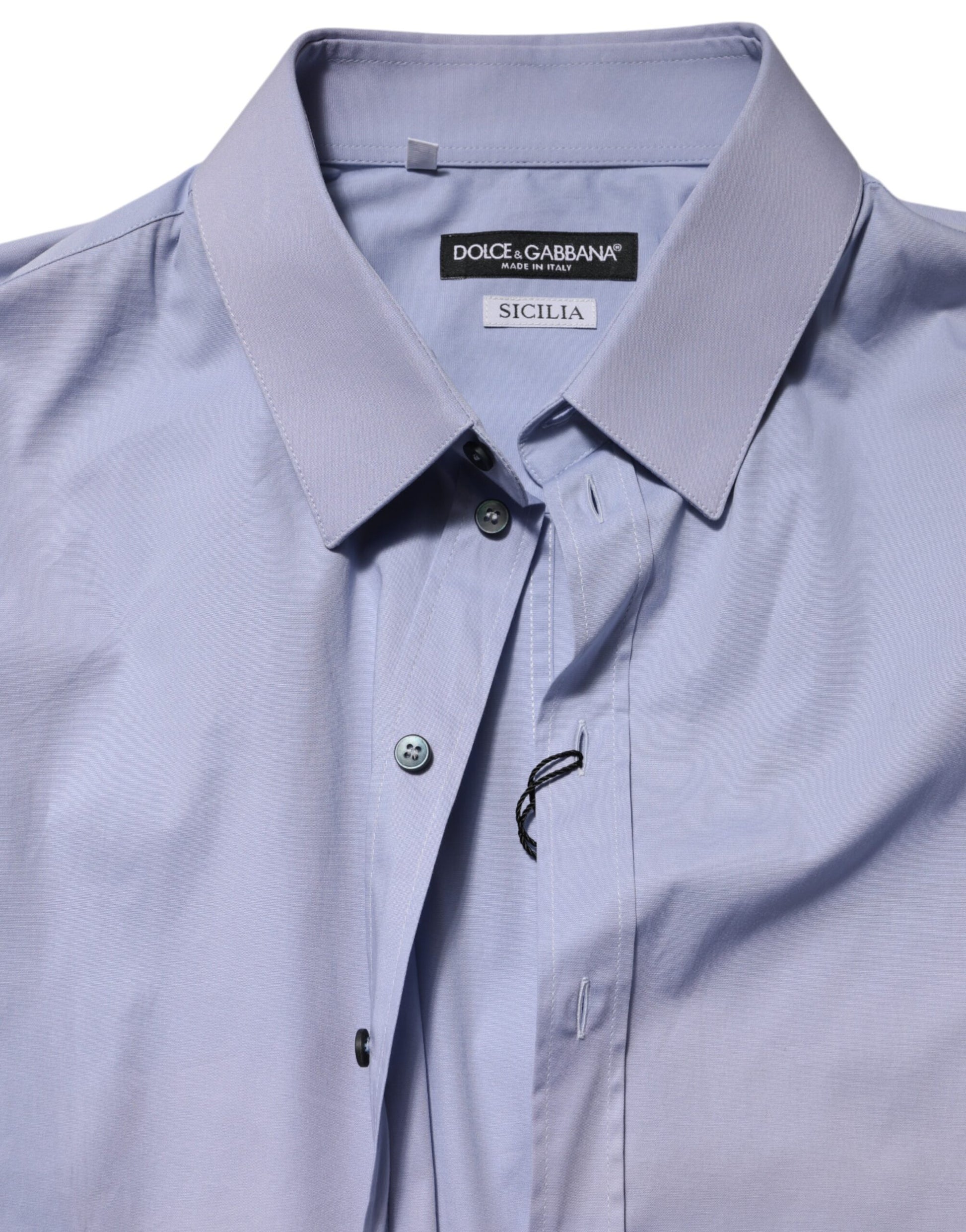 Blue SICILIA Cotton Men Dress Formal Shirt-Dolce & Gabbana-LabelTerrace.com