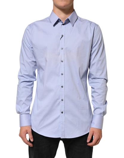 Blue SICILIA Cotton Men Dress Formal Shirt-Dolce & Gabbana-LabelTerrace.com