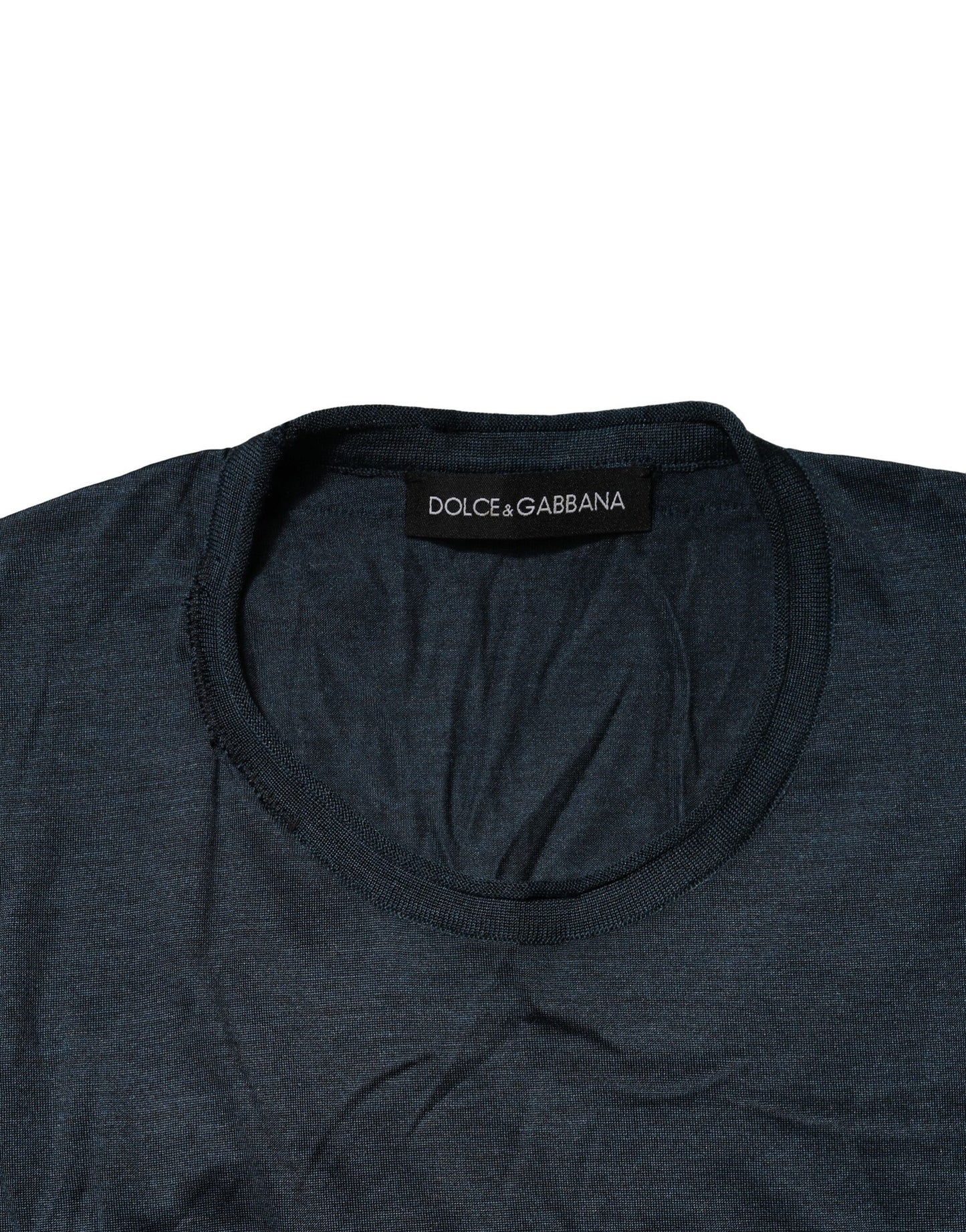 Blue Silk Crew Neck Short Sleeves Men T-Shirt-Dolce & Gabbana-LabelTerrace.com