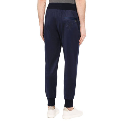 Blue Silk Men Trousers-Dolce & Gabbana-LabelTerrace.com