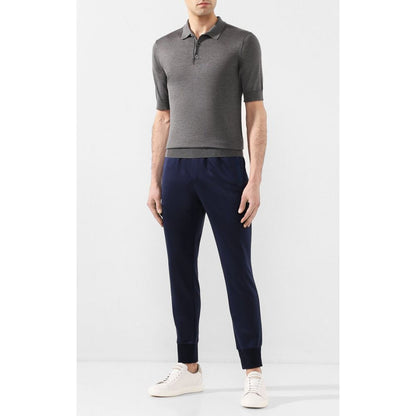 Blue Silk Men Trousers-Dolce & Gabbana-LabelTerrace.com